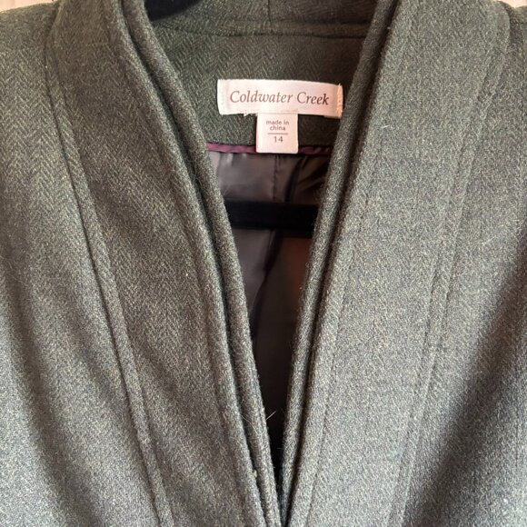 Coldwater Creek Funnel Neck Wool Blend Jacket, Olive Green, Size 14, NWT - Picture 10 of 11
